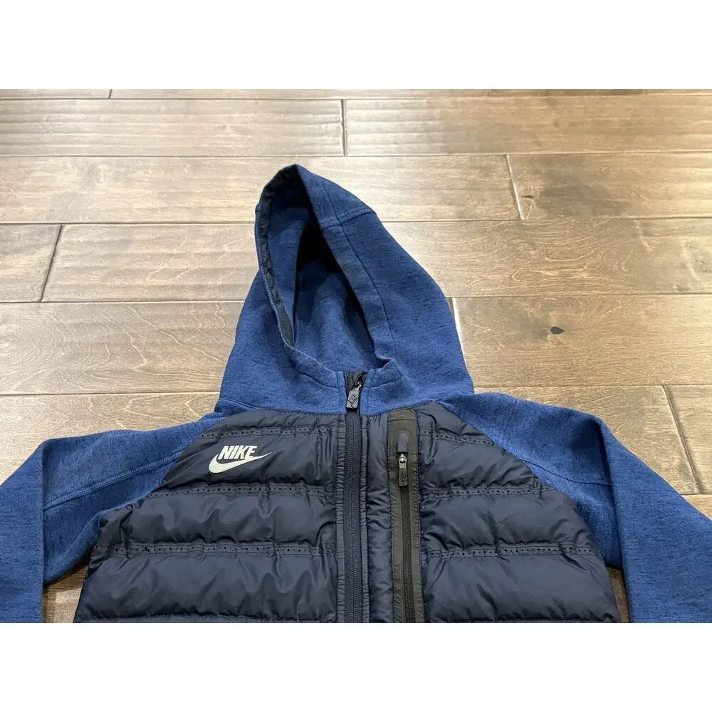 Nike Sportswear 800 Aeroloft Tech Boys Blue Down Hooded Jacket Size S 717104 451